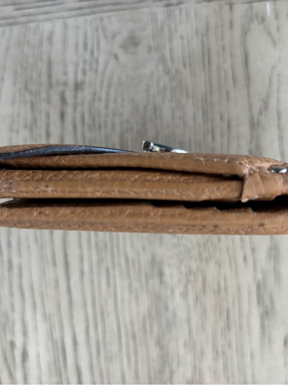 Salvatore Ferragamo Tan Pebbled Leather Gancini Compact Wallet Card Holder - Picture 7 of 9